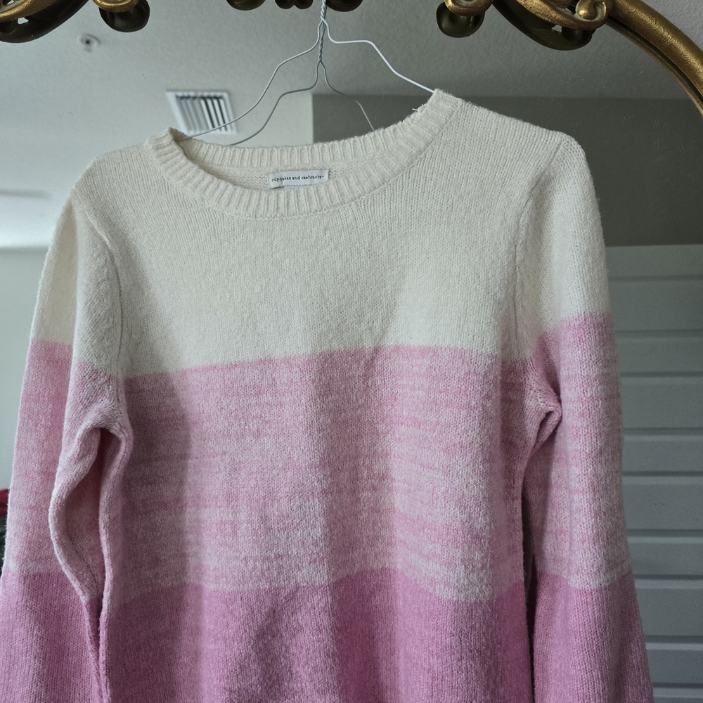 Pink and Cream Women's Sweater
